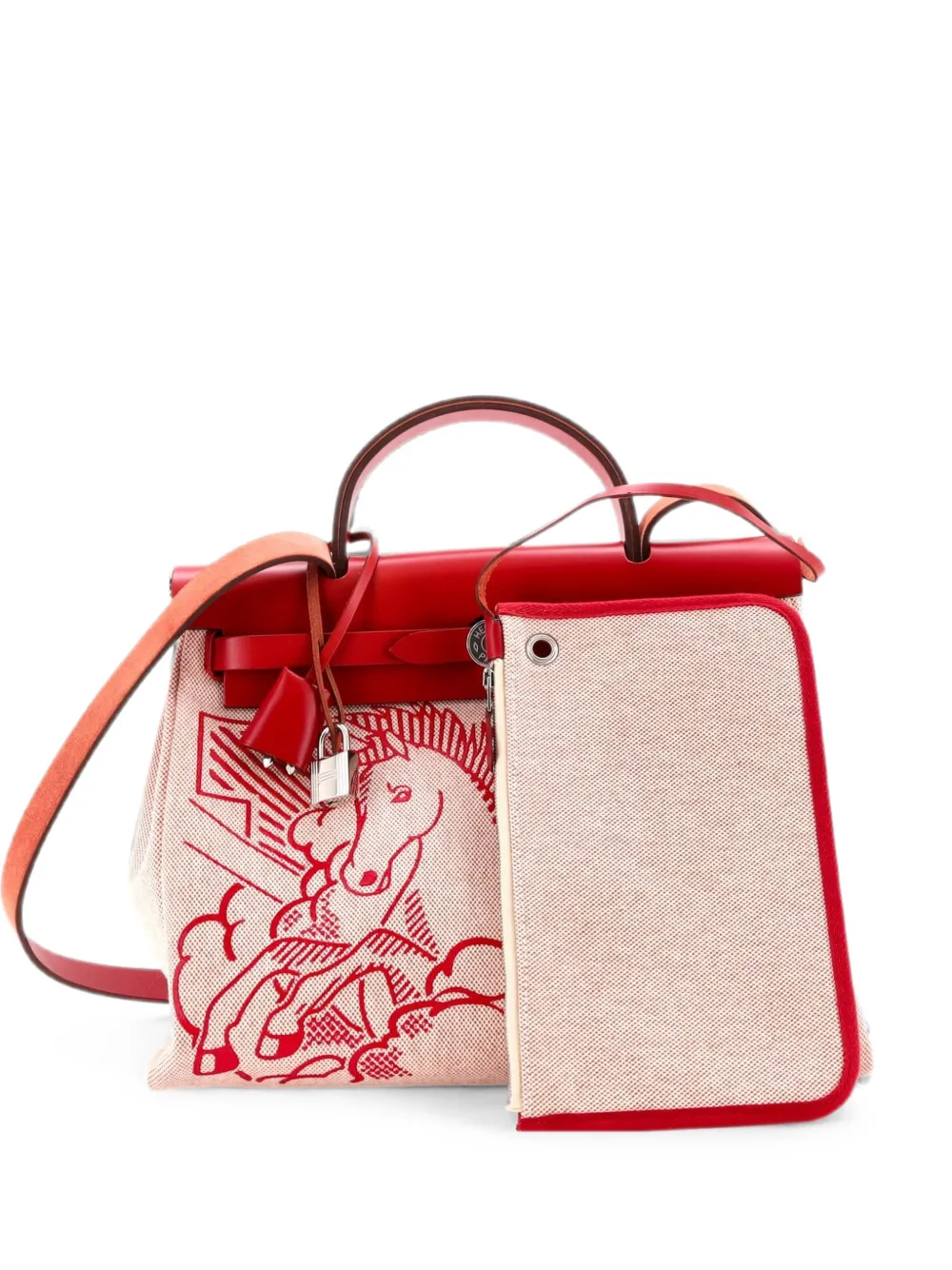 Hermès Pre-Owned Borsa a spalla Herbag Pegase Pop 31 in tela e pelle con zip - Rosso