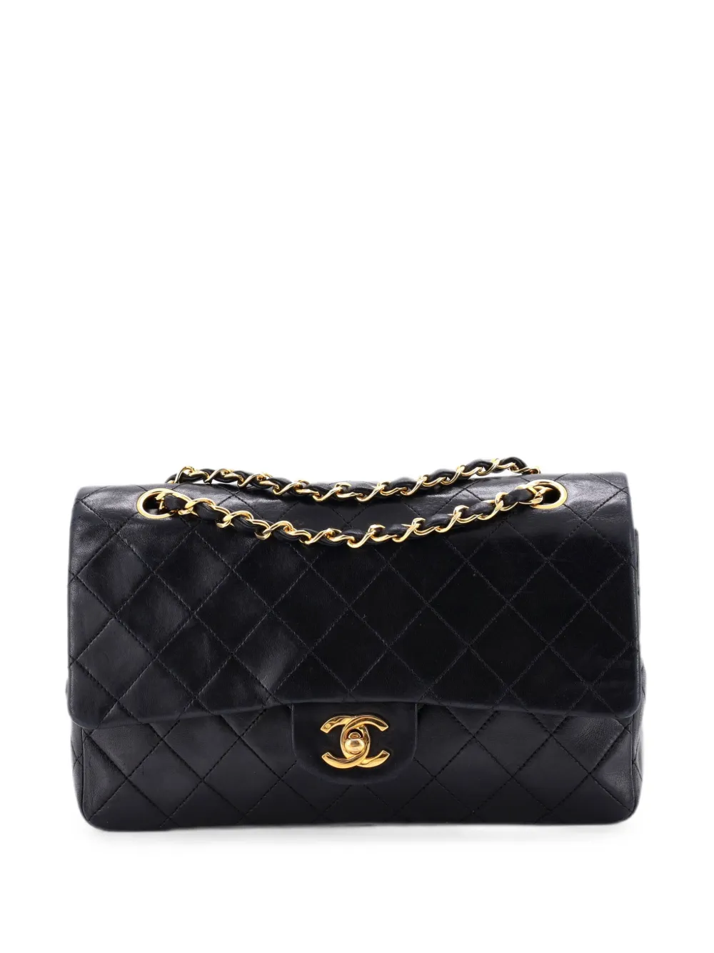 CHANEL Pre-Owned Classic Double Flap Bag Quilted Lambskin Medium shoulder bag - Black