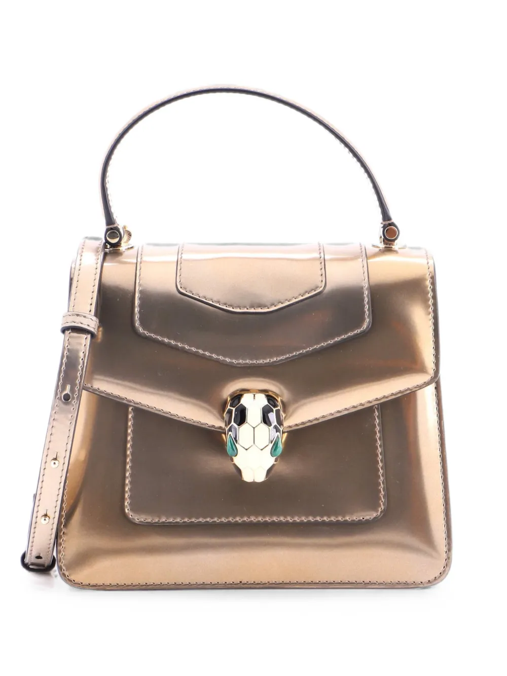 Bvlgari Pre-Owned Kleine Serpenti Handtasche aus Lackleder - Gold