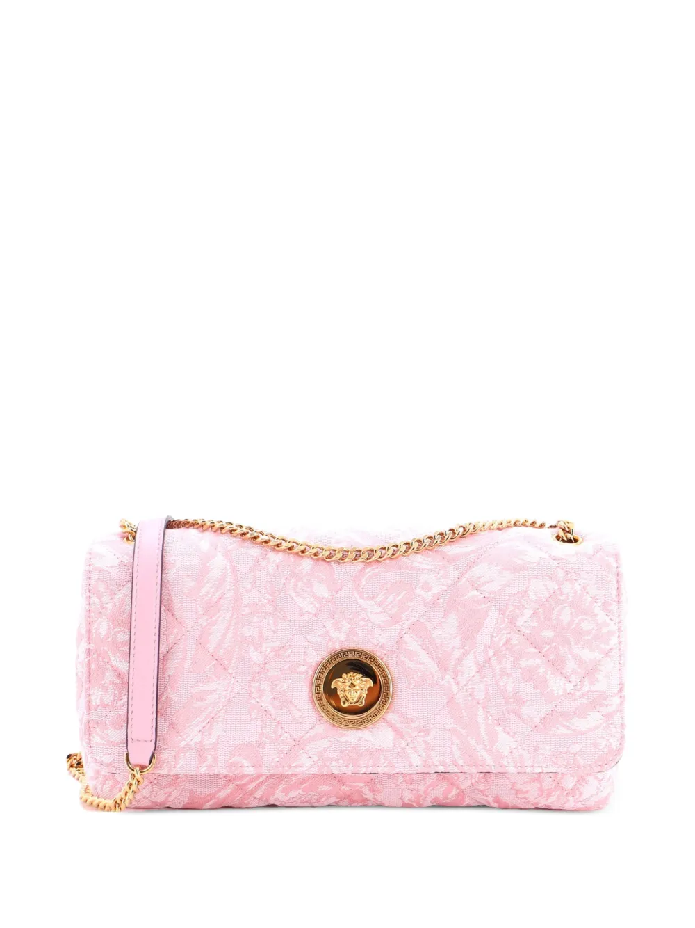 Versace Pre-Owned Medusa Icon Chain Flap Bag Quilted Barocco Jacquard East West shoulder bag - Pink