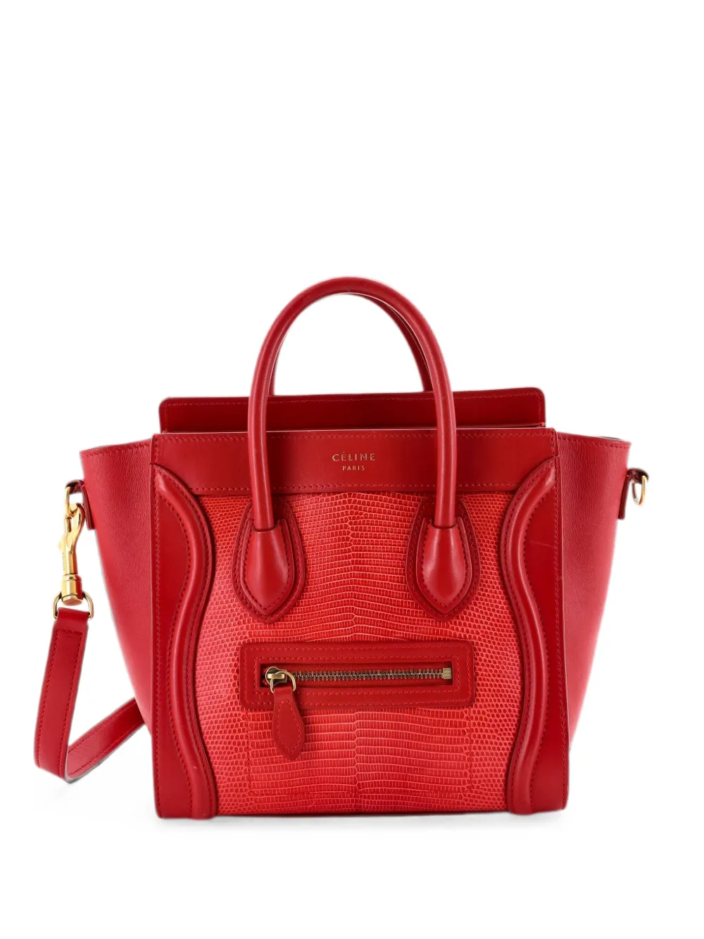 Celine Pre-Owned Luggage Bag Lizard and Leather Nano tote bag - Red