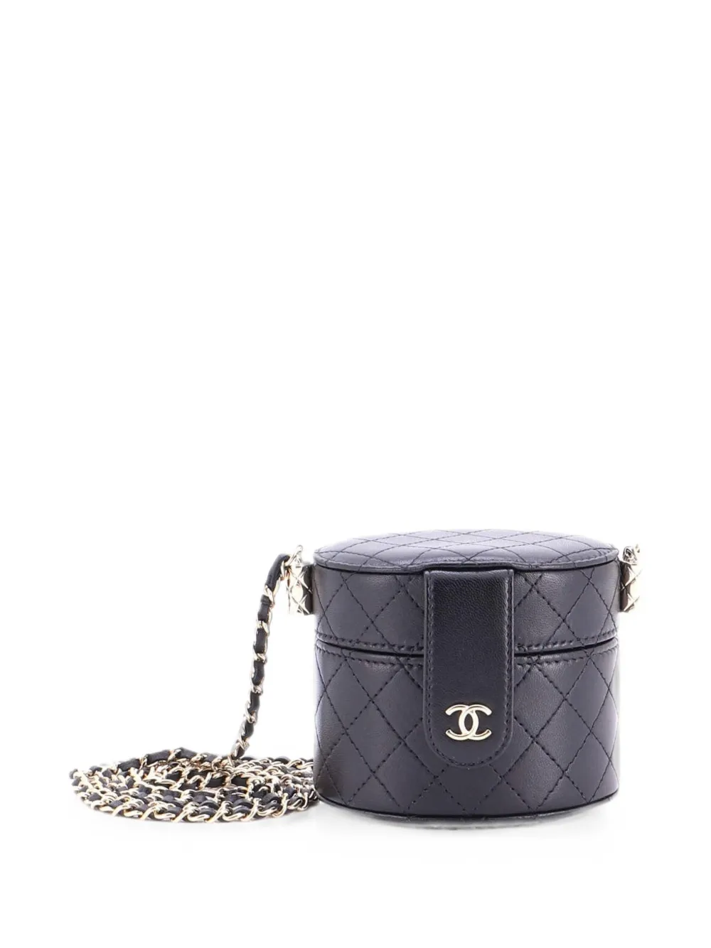 CHANEL Pre-Owned Borsa a tracolla CC Vanity Case mini in pelle di agnello trapuntata con manico - Nero