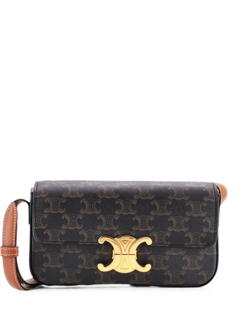 Celine Pre-Owned Borsa a spalla Triomphe EastWest in tela cerata Triomphe - Marrone