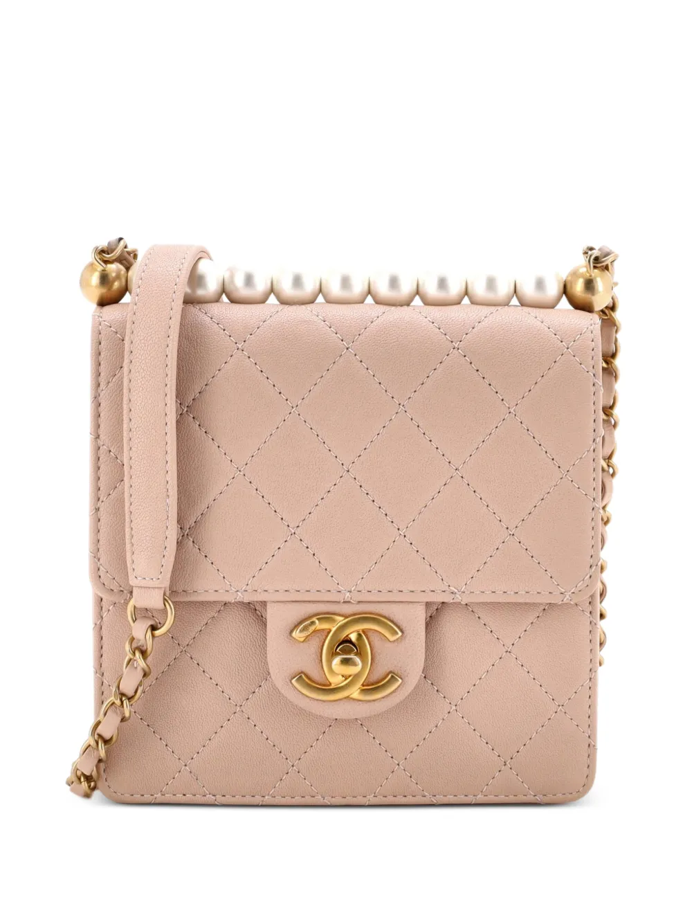 CHANEL Pre-Owned Chic Pearls Flap Bag Quilted Lambskin Mini crossbody bag - Neutrals