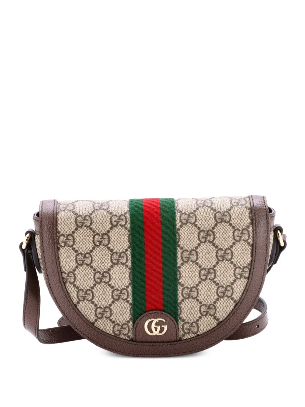 Gucci Pre-Owned Borsa a tracolla Ophidia mini in tela cerata GG con battente curvo - Marrone