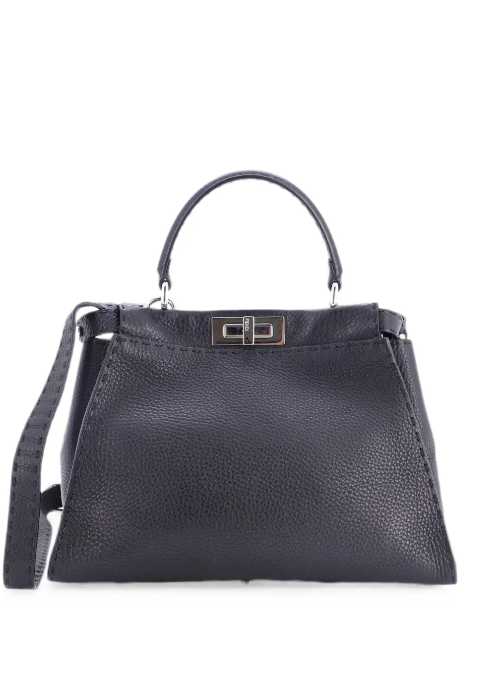 Fendi Pre-Owned Borsa a tracolla Selleria Peekaboo media in pelle - Nero