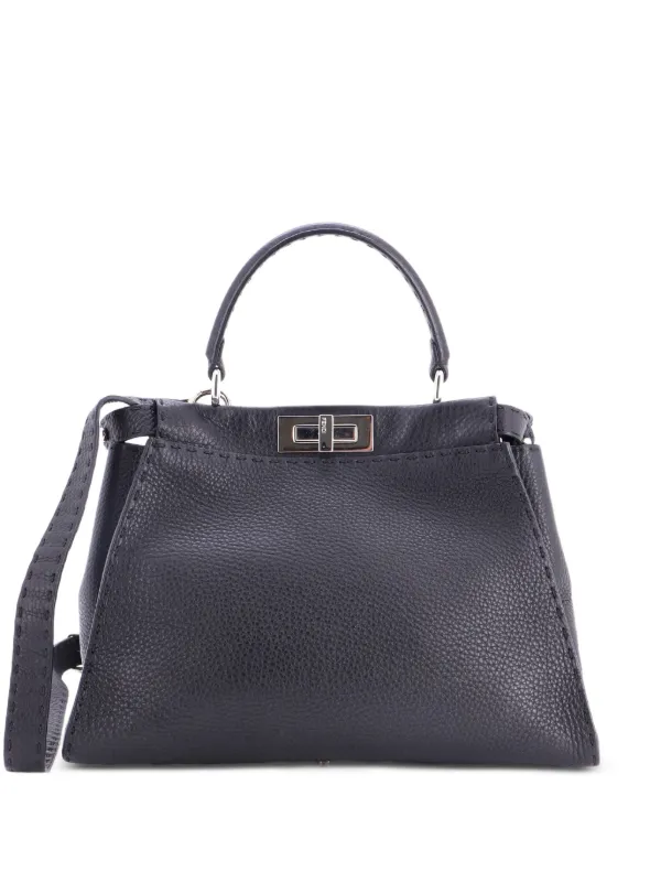 Fendi Pre-owned Selleria Peekaboo Bag Leather Medium Satchel in Black