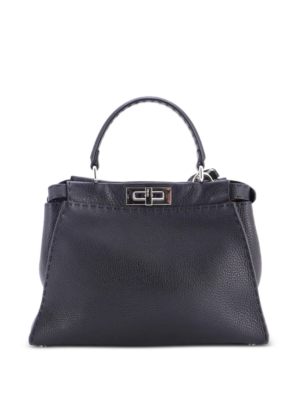 Fendi Pre-owned Selleria Peekaboo Bag Leather Medium Satchel in Black, view 2
