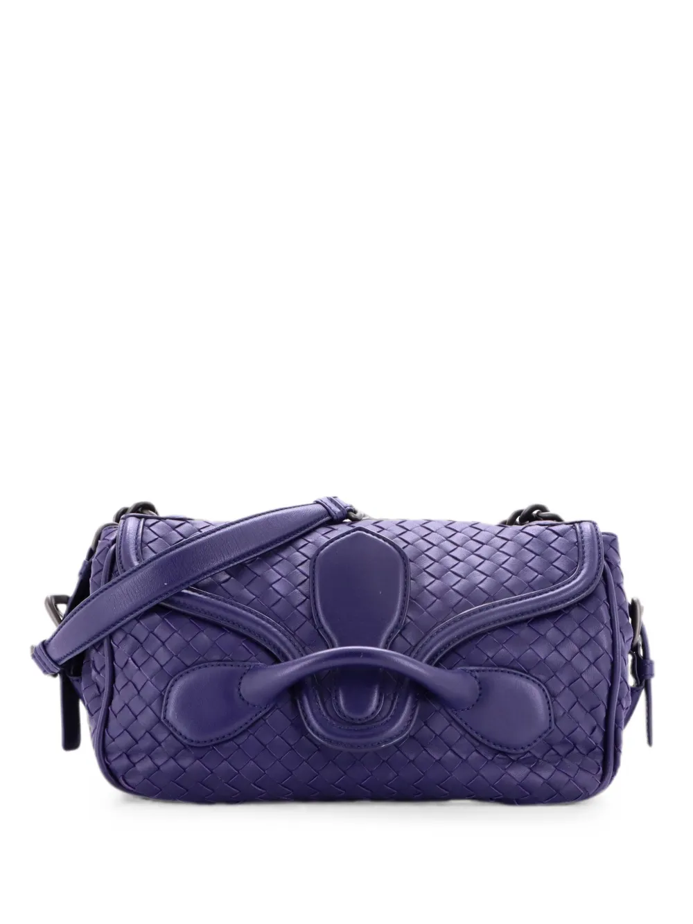 Bottega Veneta Pre-Owned Borsa a spalla Rialto media in nappa con design Intrecciato - Blu