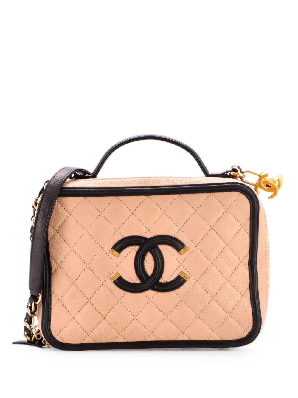 CHANEL Pre-Owned Borsa a tracolla Filigree Vanity grande in pelle Caviar trapuntata - Nero