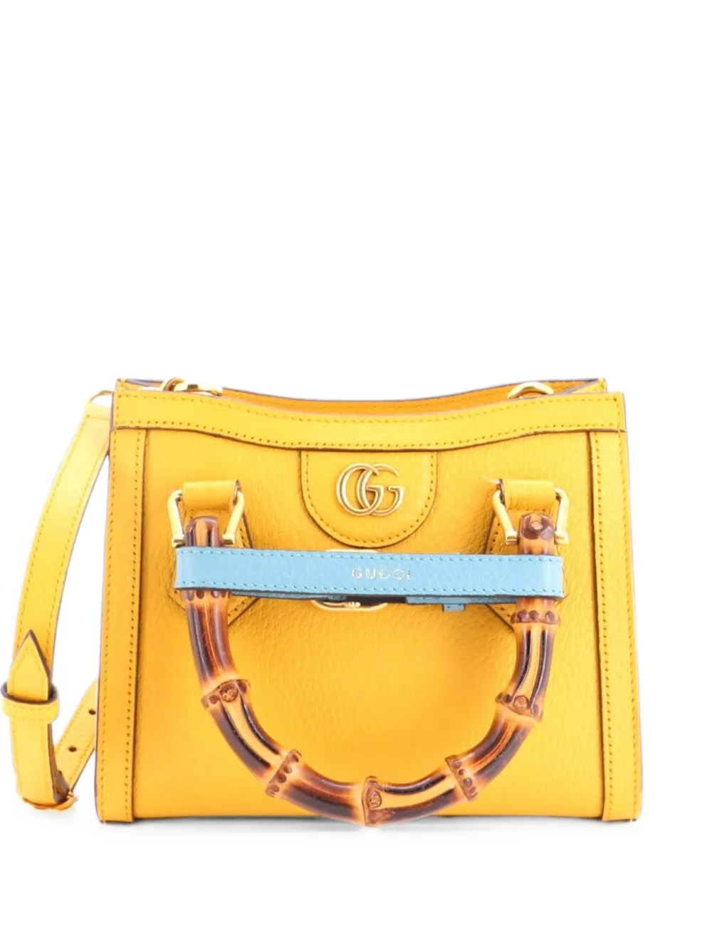 Gucci Pre-Owned Borsa a tracolla Diana NM Bamboo mini in pelle con manico - Giallo