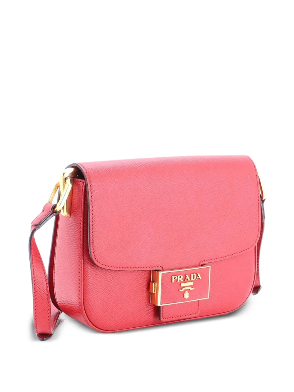 513 PRADA サフィアーノレザー 三角ロゴプレート フラップ ジップ Prada Pre-Owned エンブレム フラップ サフィアーノレザー スモール