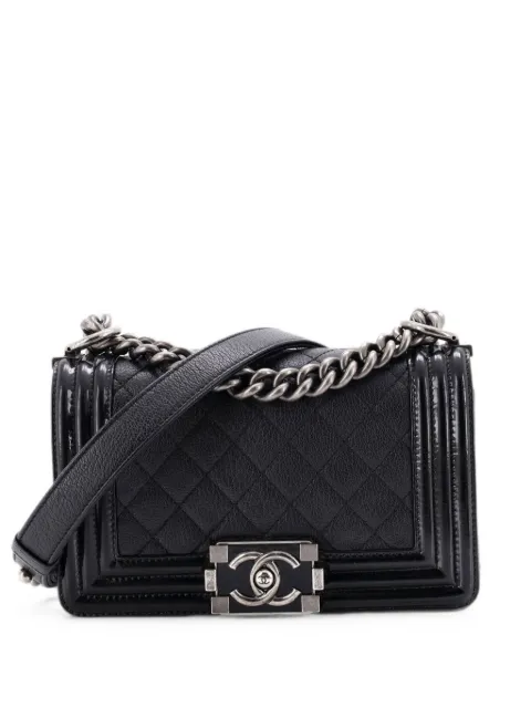 CHANEL Pre-Owned Boy Flap Bag Quilted Goatskin with Patent Small shoulder bag