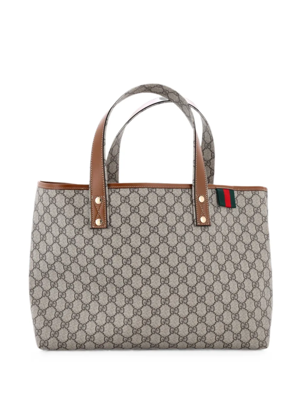 Gucci Pre-Owned Borsa tote Loop media in tela cerata GG con decorazione Web - Marrone