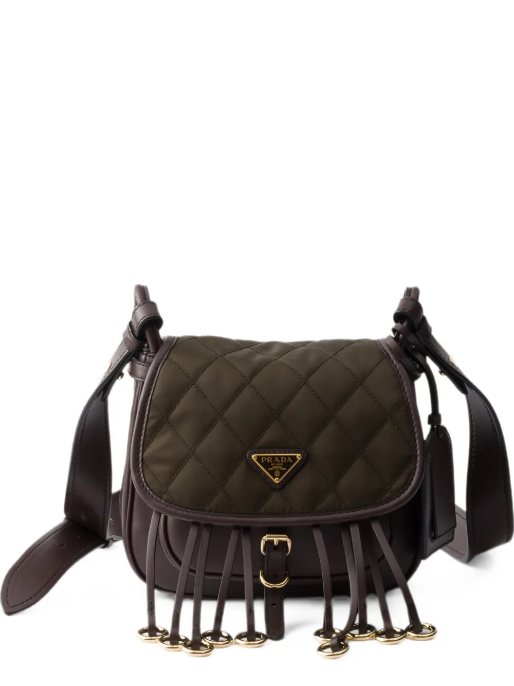 Prada Borsa a spalla Corsaire mini in Re-Nylon e pelle - Verde