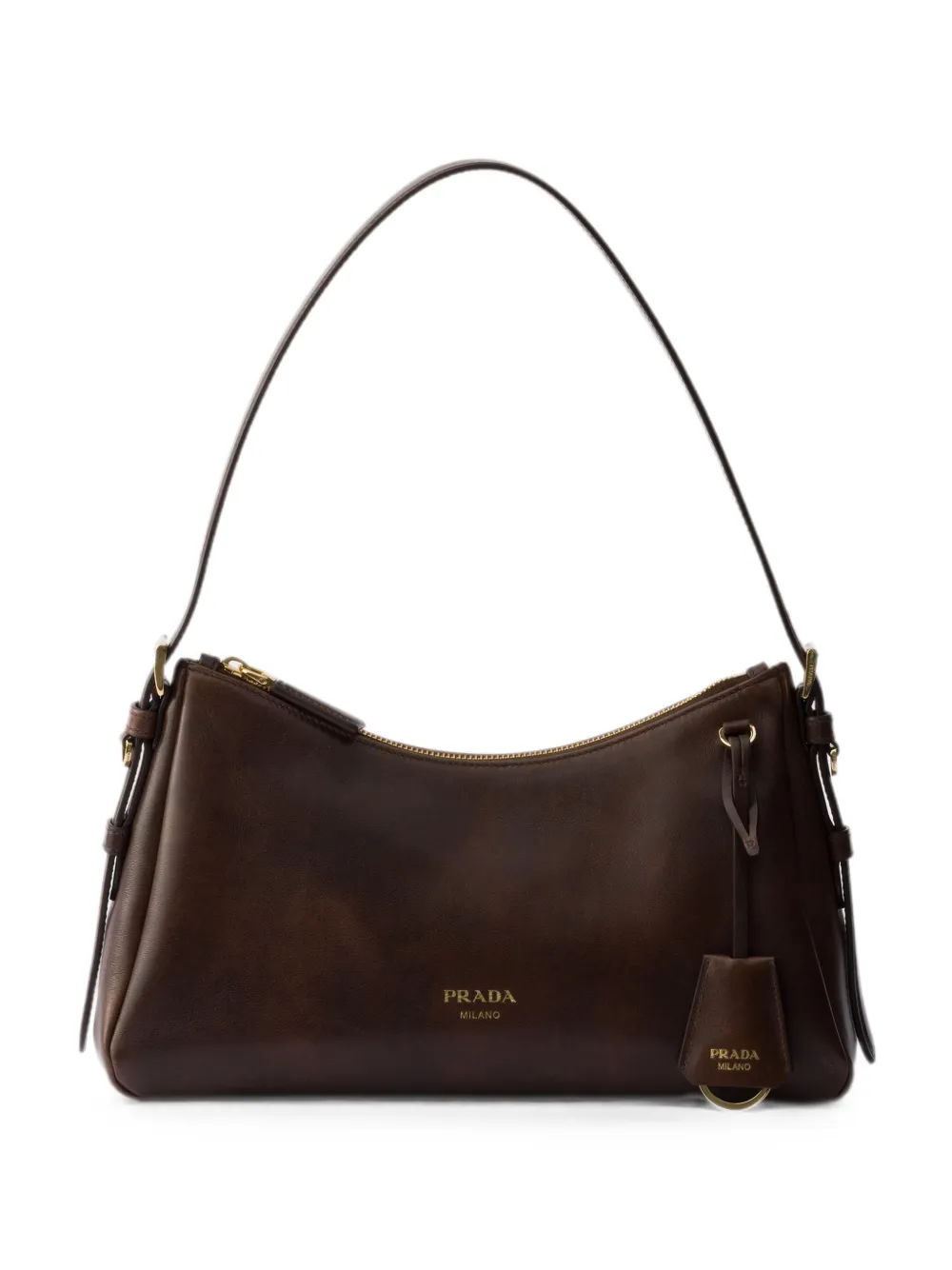 Prada Aimée medium leather shoulder bag - Brown