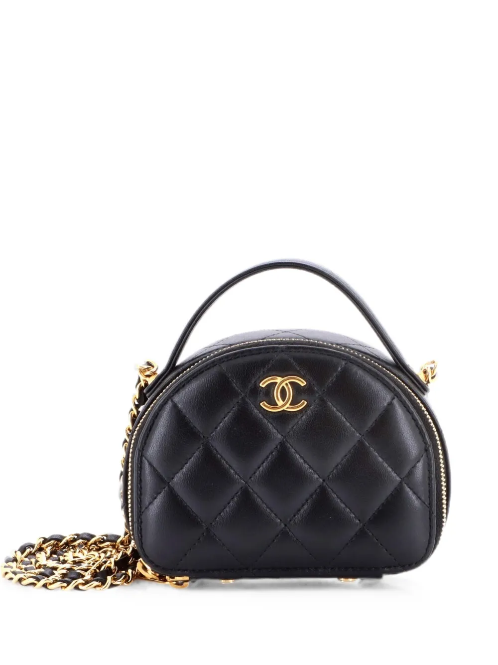 CHANEL Pre-Owned Trousse Chic Riviera mini in pelle di agnello trapuntata con catena - Nero