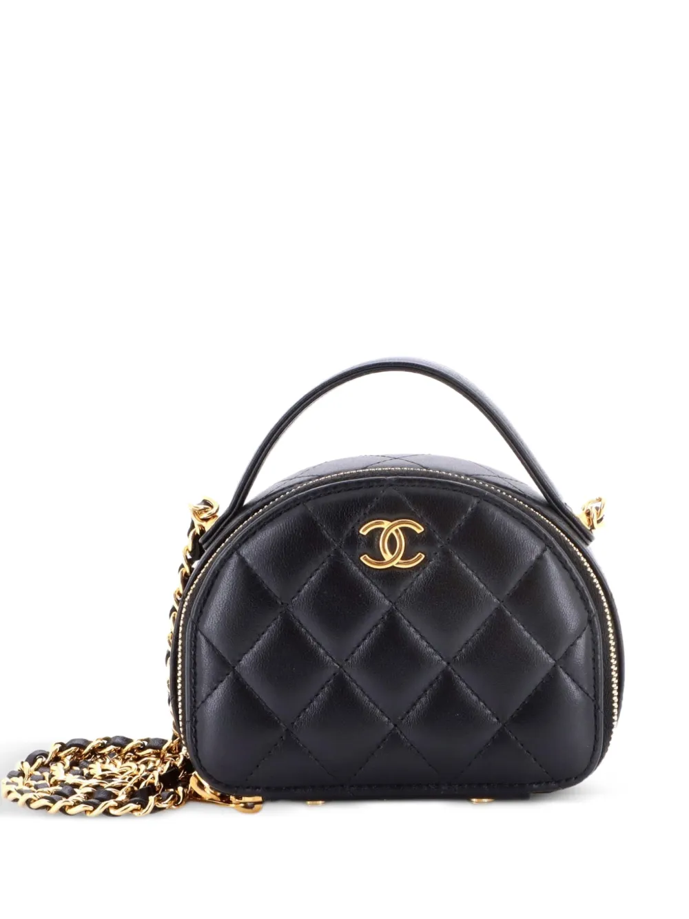 CHANEL Pre-Owned Trousse Chic Riviera mini in pelle di agnello trapuntata con catena - Nero