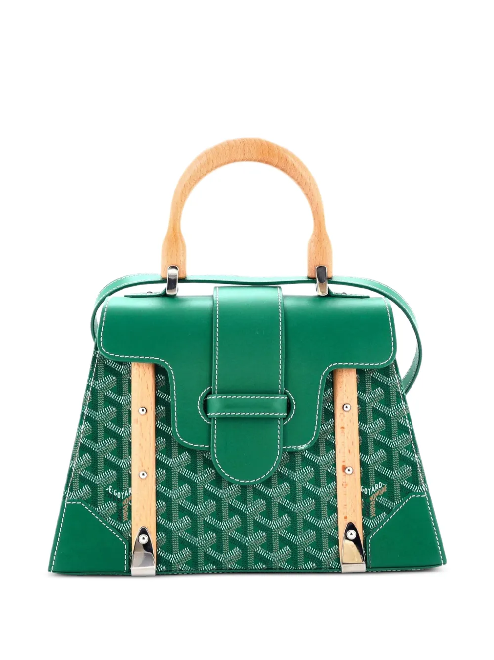Goyard Pre-Owned Borsa a mano Saigon PM in tela cerata e pelle con manico - Verde