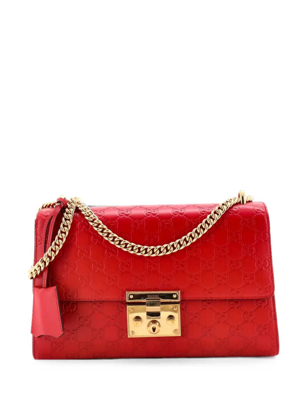 Gucci Pre-Owned Borsa a spalla Padlock media in pelle Guccissima - Rosso
