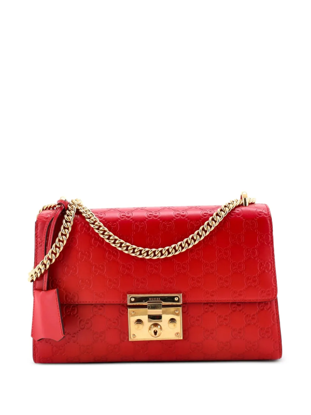 Gucci Pre-Owned Borsa a spalla Padlock media in pelle Guccissima - Rosso