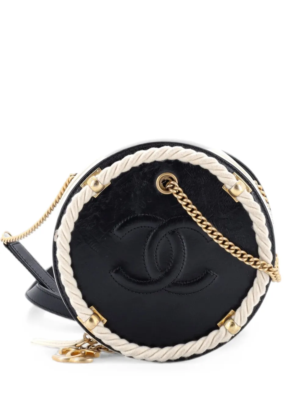 CHANEL Pre-Owned En Vogue Round Bag Crumpled Calfskin Small crossbody bag - Black