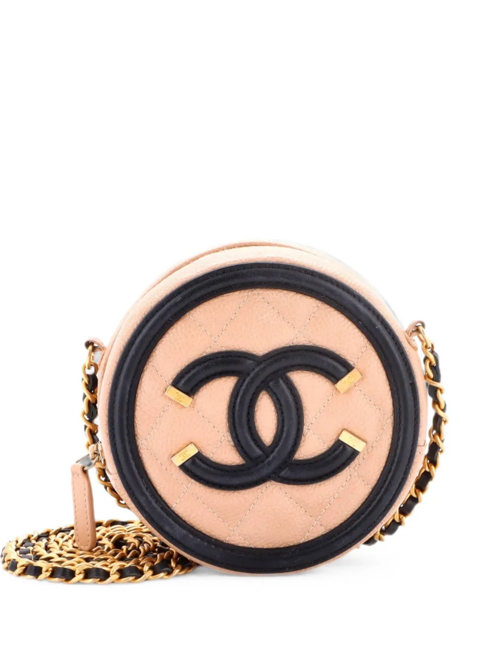 CHANEL Pre-Owned Borsa a tracolla mino in pelle Caviar trapuntata con catena - Nero