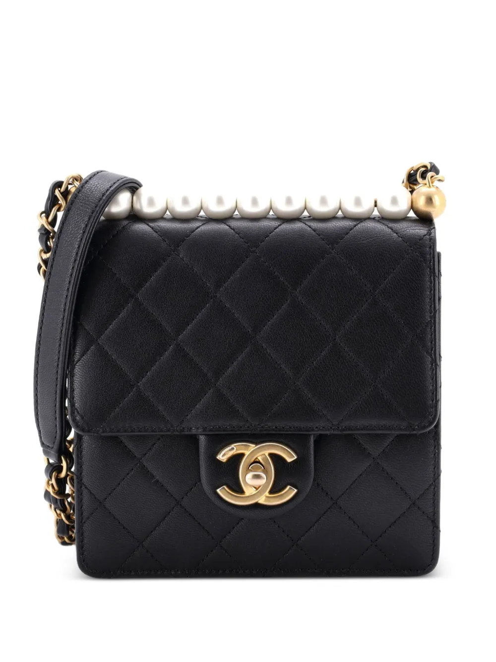 CHANEL Pre-Owned Chic Pearls Flap Bag Quilted Lambskin Mini crossbody bag - Black