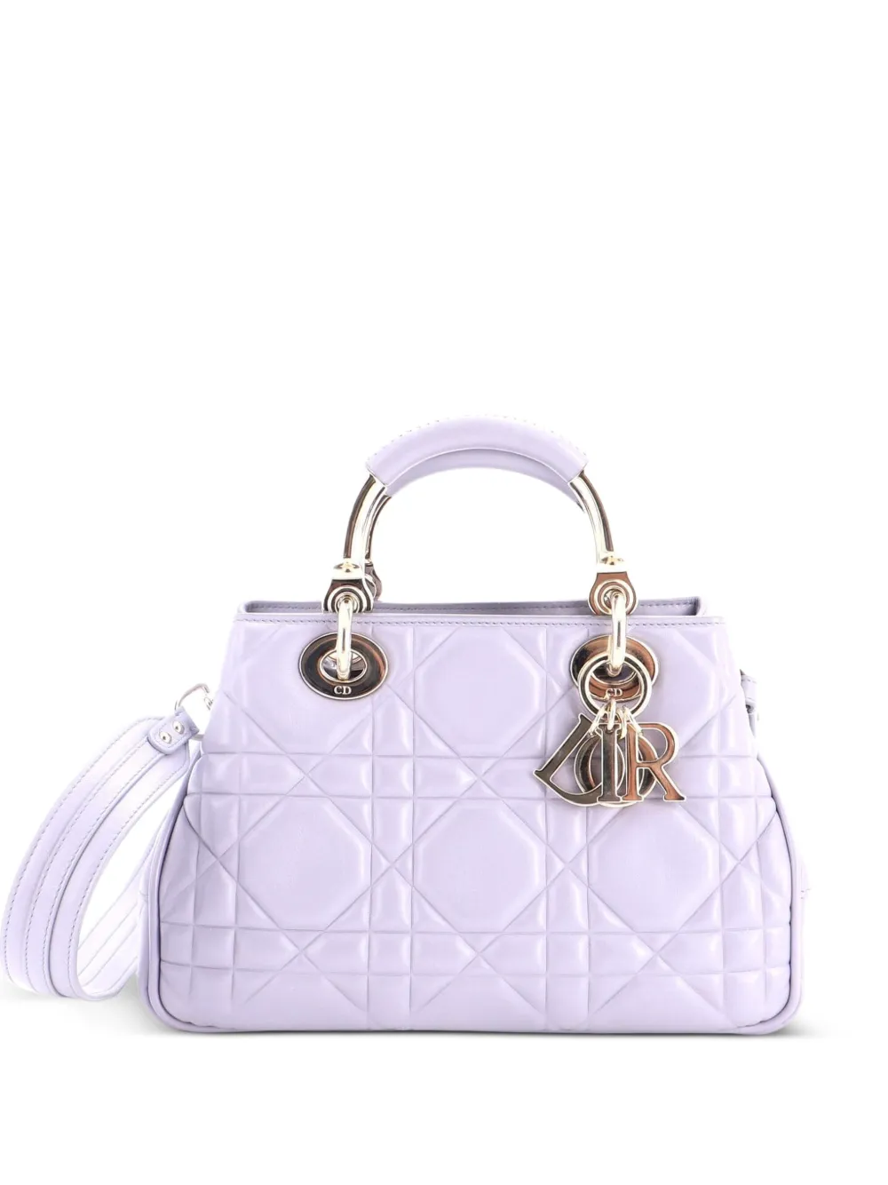 Christian Dior Pre-Owned Kleine Lady 95.22 Cannage Umhängetasche mit Prägung - Grau