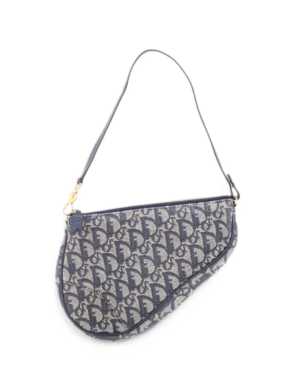 Christian Dior Pre-Owned Borsa a spalla Saddle mini in denim Diorissimo - Blu