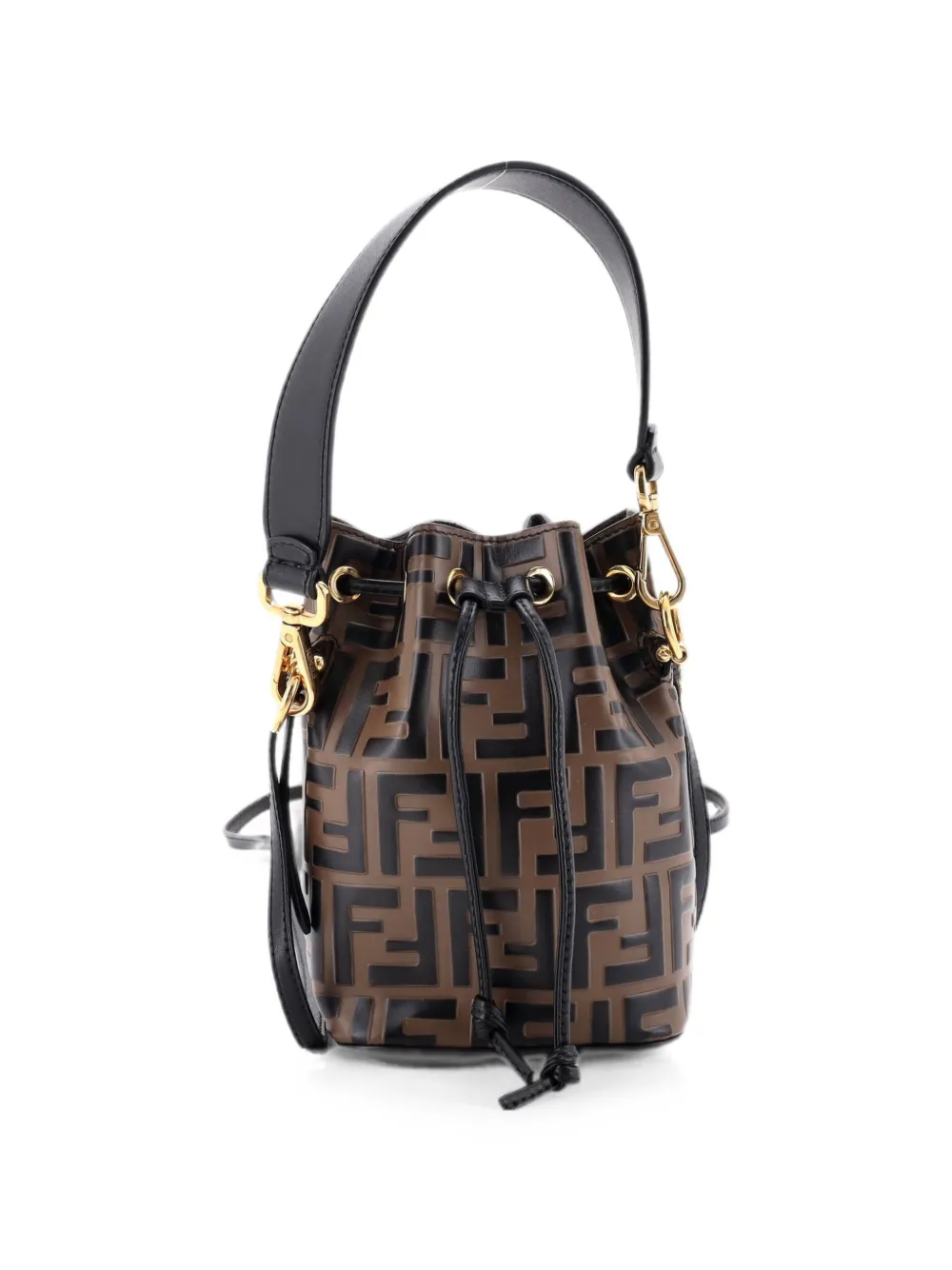 Fendi Pre-Owned Borsa a secchiello Mon Tresor mini in pelle goffrata con motivo Zucca - Marrone