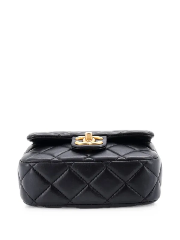 CHANEL Pre-Owned ココマーク エナメル パールチャーム ミースクエア 