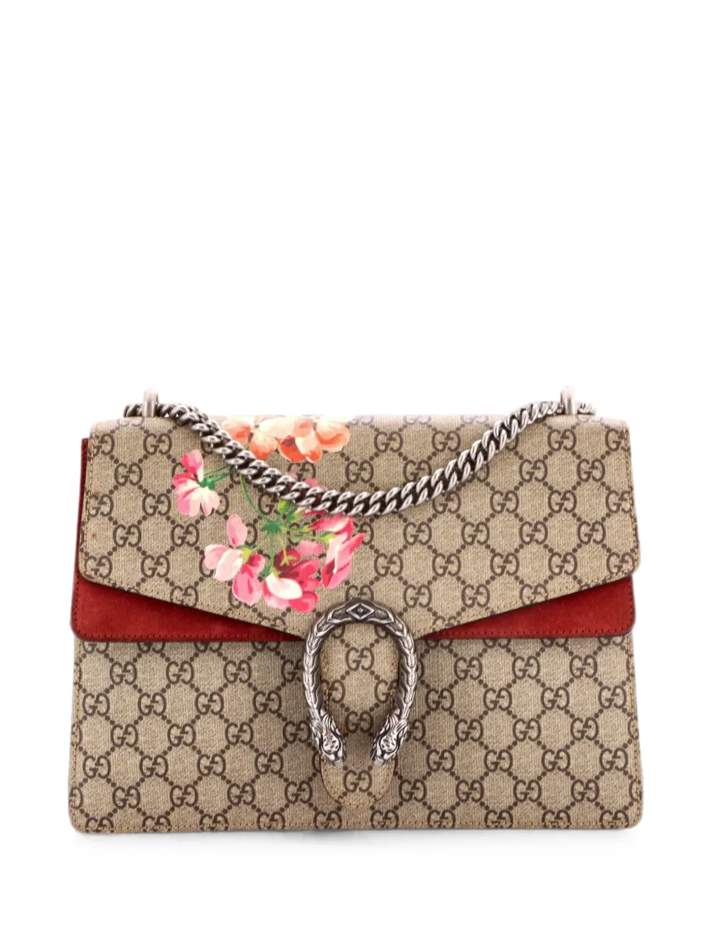 Gucci Pre-Owned Borsa a spalla Dionysus media in tela cerata GG con stampa a fiori - Marrone