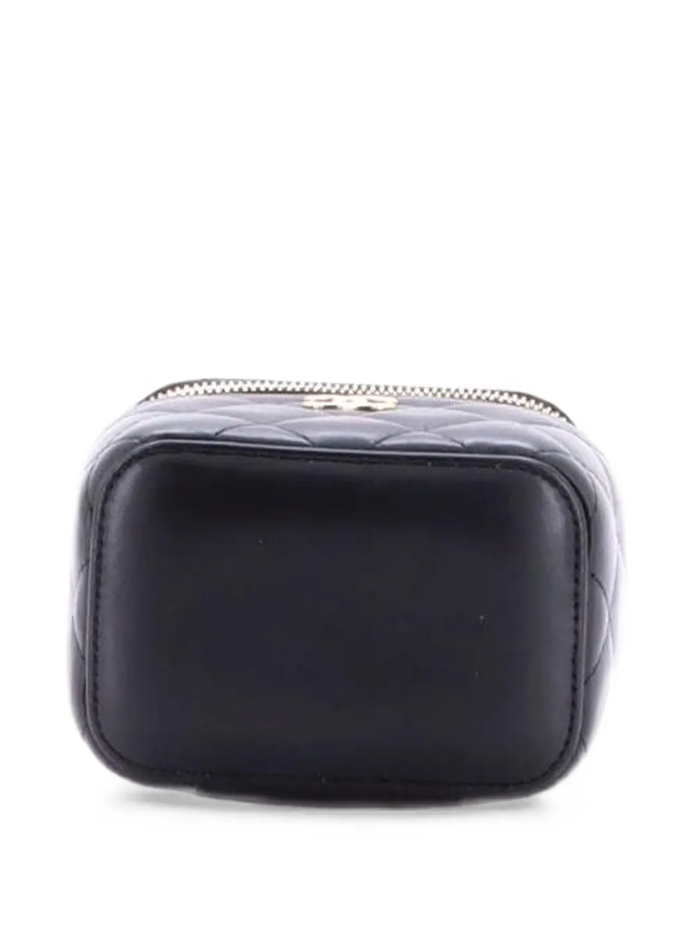CHANEL Pre-Owned Camellia Bow Vanity Case with Chain Quilted Lambskin Mini crossbody bag - Black