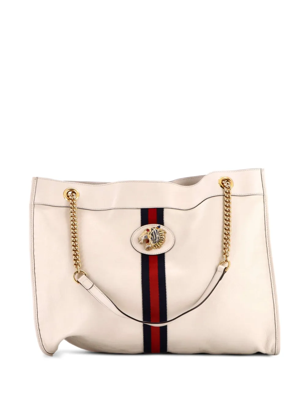 Gucci Pre-Owned Borsa tote Rajah grande in pelle con catena - Toni neutri