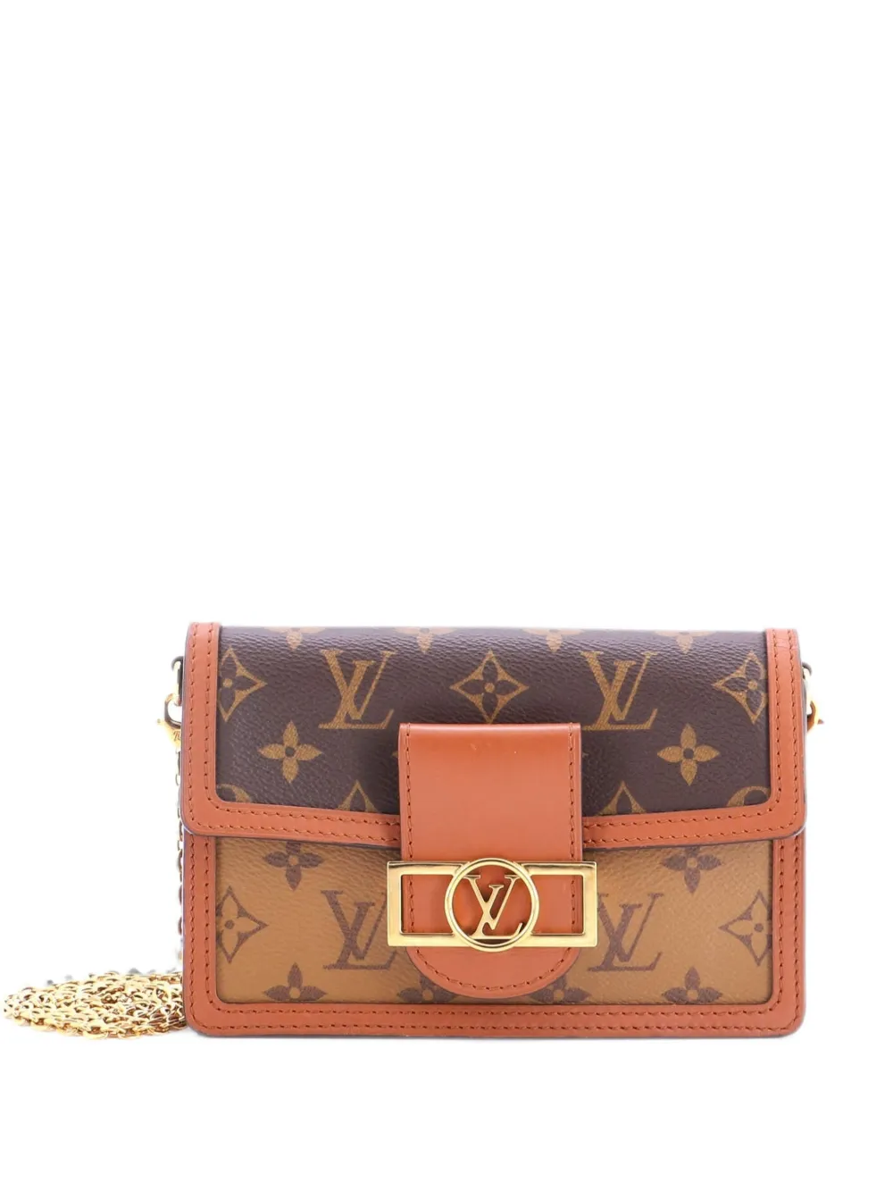 Louis Vuitton Pre-Owned Clutch Dauphine Chain Wallet in tela Reverse Monogram - Marrone
