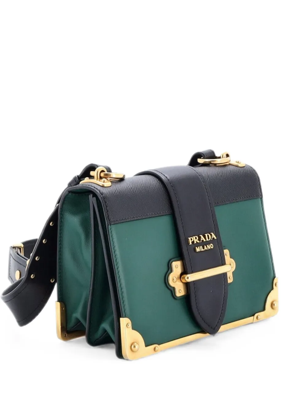 Prada Pre-Owned Borsa a tracolla Cahier piccola in pelle e pelle Saffiano - Nero