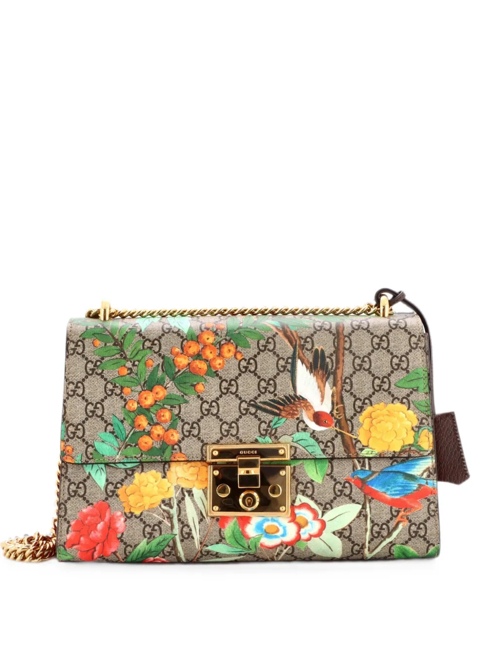 Gucci Pre-Owned Borsa a spalla Padlock Saddle Tian media in tela cerata GG con stampa - Multicolore