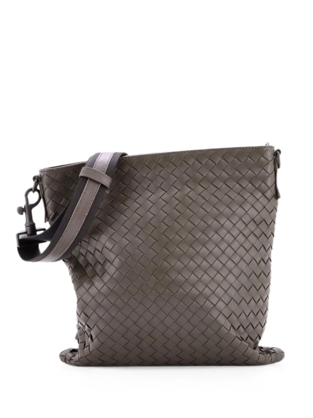 Bottega Veneta Pre-Owned Mittelgroße Kuriertasche mit Intrecciato-Muster - Grau