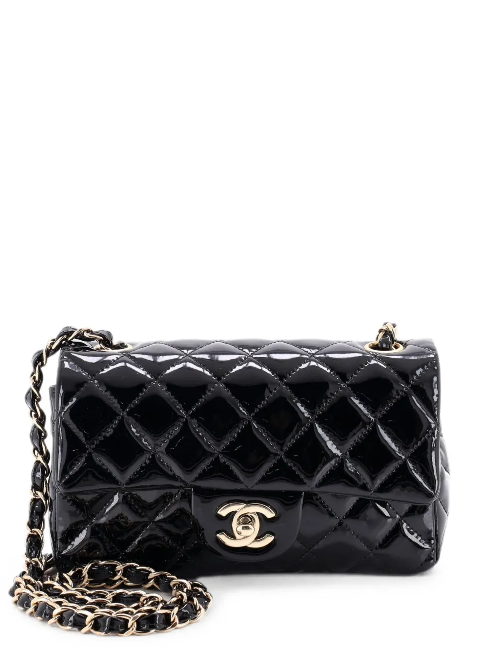 CHANEL Pre-Owned Borsa a tracolla Classic Single Flap mini trapuntata con finitura lucida - Nero