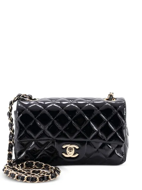 CHANEL Pre-Owned 클래식 싱글 플랩 백 퀼팅 페이턴트 미니 크로스 백