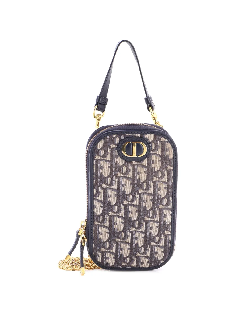 Christian Dior Pre-Owned pochette pour smartphone à bandoulière chaîne 30 Montaigne en toile Oblique - Bleu Christian Dior Pre-Owned pochette pour smartphone à bandoulière chaîne 30 Montaigne en toile Oblique - Bleu