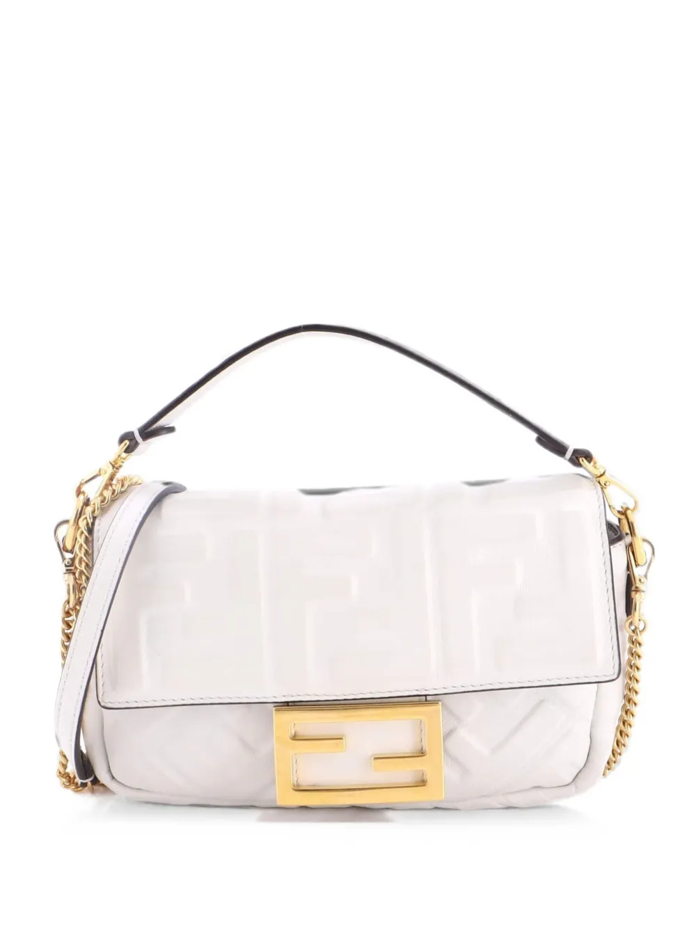 Fendi Pre-Owned Borsa a tracolla Baguette NM mini in pelle goffrata con motivo Zucca - Toni neutri