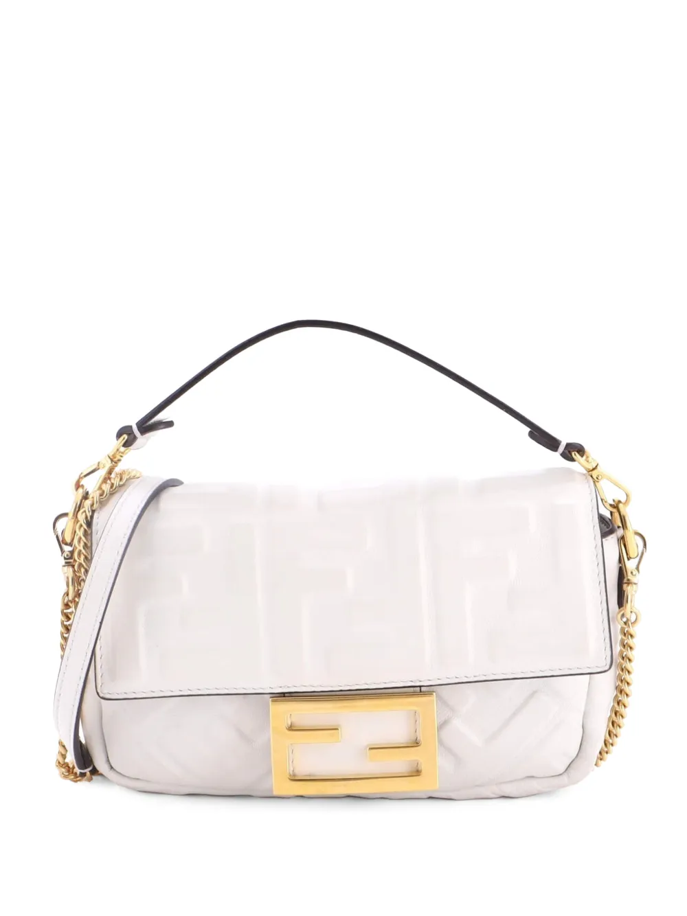 Fendi Pre-Owned Borsa a tracolla Baguette NM mini in pelle goffrata con motivo Zucca - Toni neutri