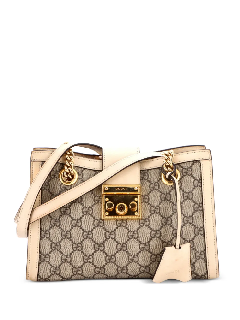 Gucci Pre-Owned Borsa a spalla Padlock piccola in tela cerata GG e pelle con catena - Toni neutri
