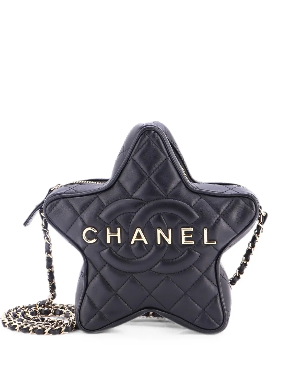 CHANEL Pre-Owned Borsa a tracolla CC Walk of Fame Star in pelle di agnello trapuntata - Nero