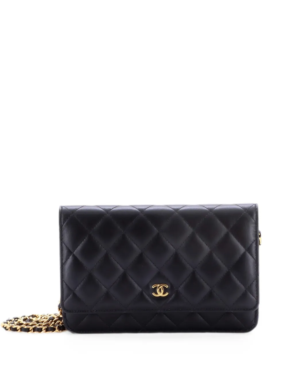 CHANEL Pre-Owned Borsa a tracolla in pelle di agnello trapuntata con catena - Nero
