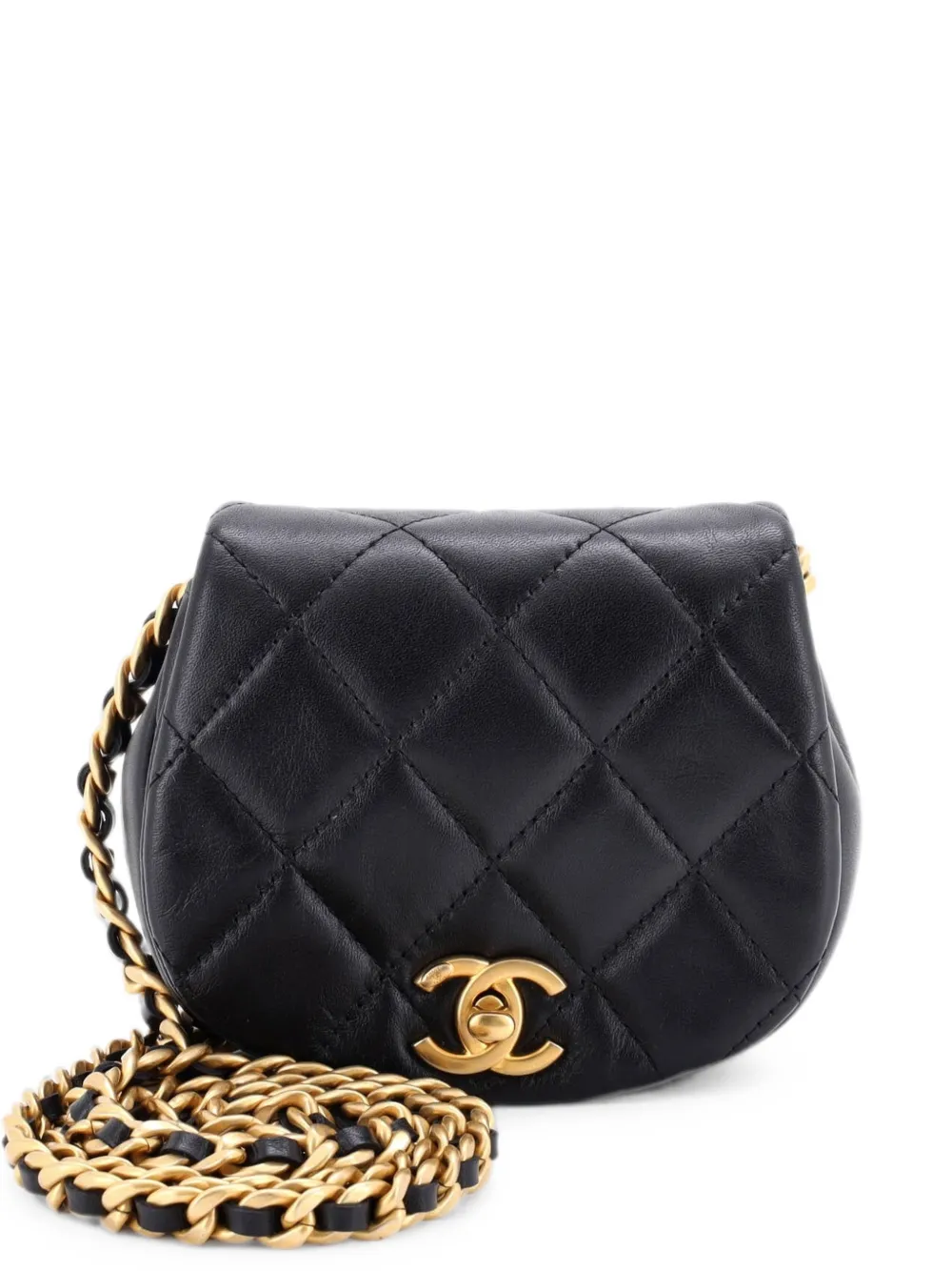 CHANEL Pre-Owned Clutch Coco Mail mini in pelle di vitello trapuntata con catena - Nero
