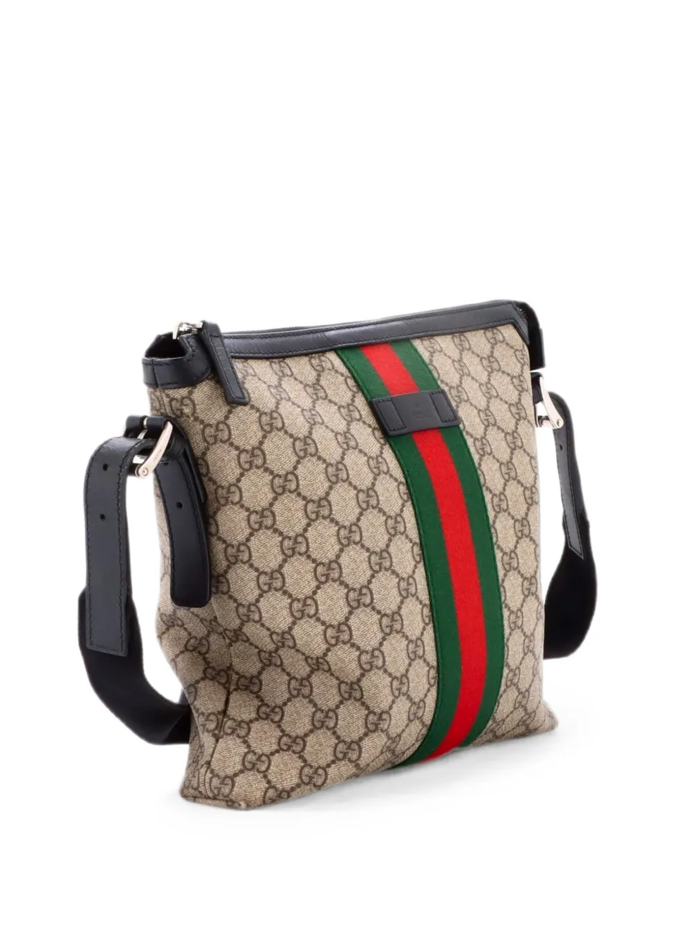 Gucci Pre-Owned Borsa a tracolla Web Messenger GG media in tela cerata - Marrone