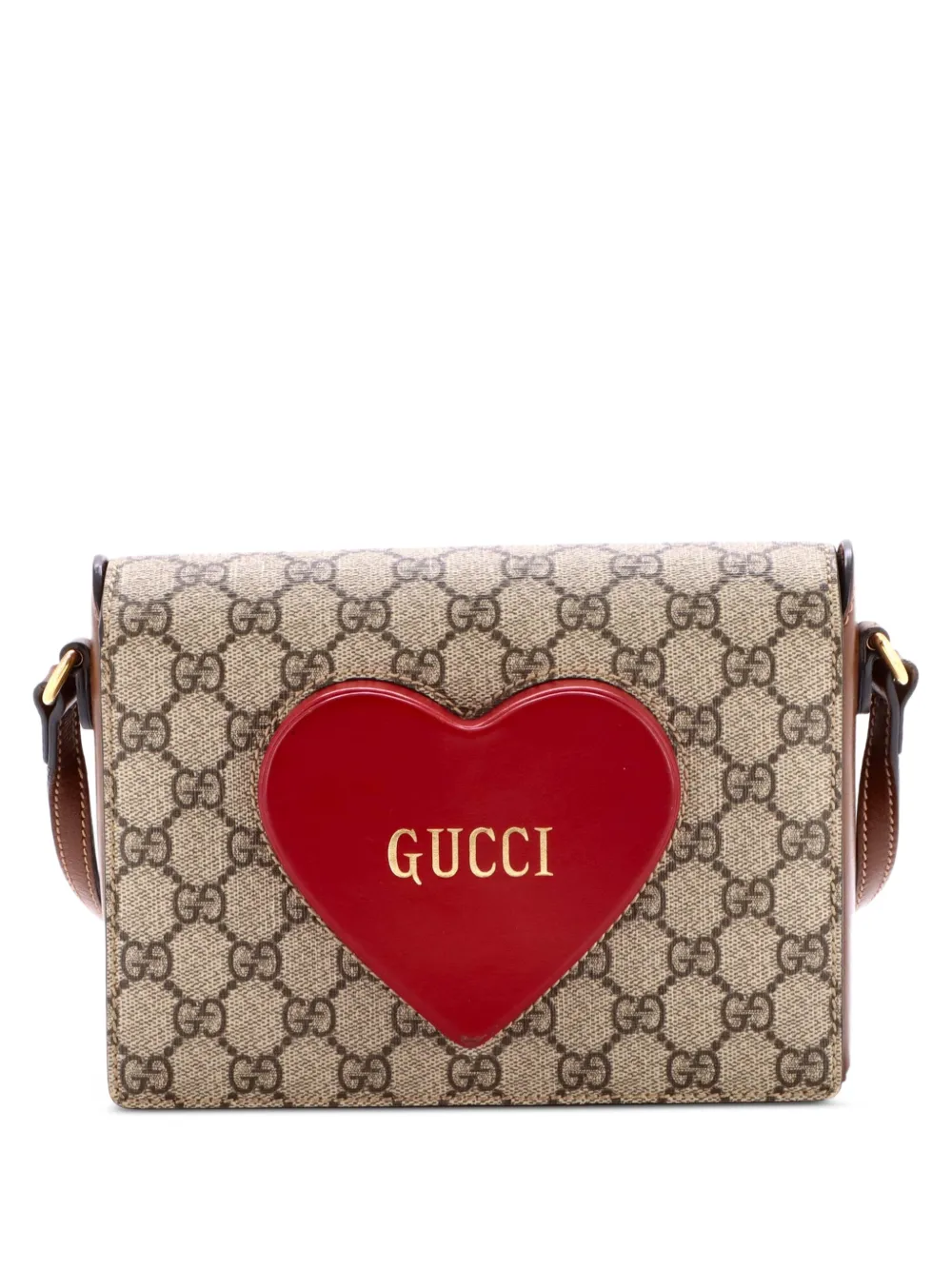Gucci Pre-Owned Logo Herz-Umhängetasche aus GG-beschichtetem Canvas - Braun